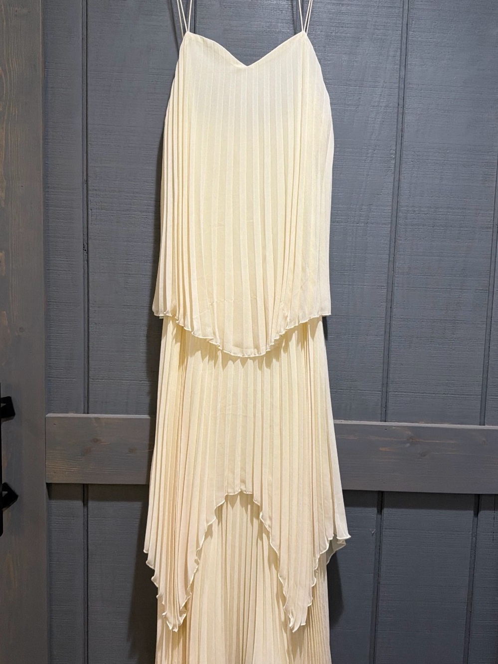 SHEIN Cream Pleated Layered Maxi Dress